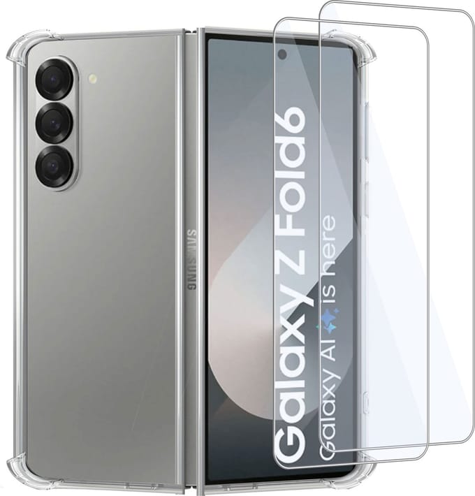 Geschikt voor Samsung Galaxy Z Fold 6 - Hoesje + 2x Screenprotector – Gehard Glas Cover + Shock Proof Case – Transparant