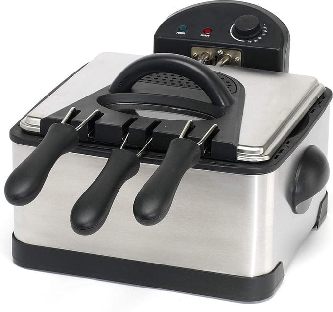 Friteuse 4 Liter - Friteuse 3 Verschillende Manden - Frituurpan 2000 Watt - RVS