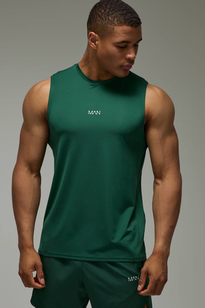 Heren Active Performance Regular Fit Tanktop | Green | Size Small