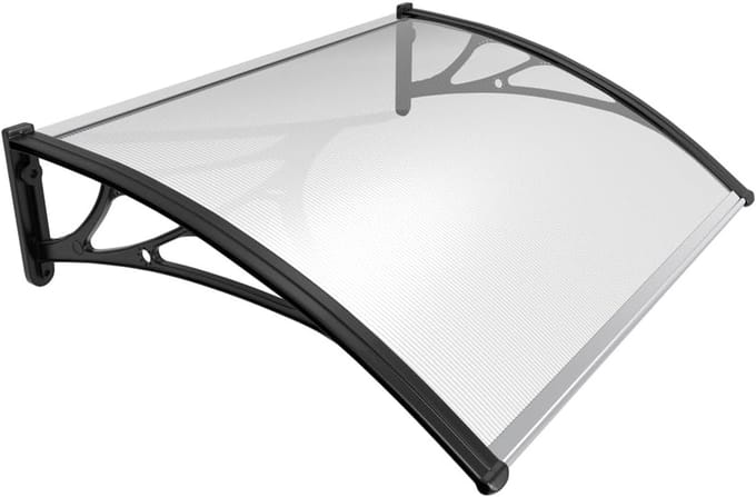 Deur Luifel - Overkapping Entree - Bescherming Buiten - Verdikt Polycarbonaat - 120 x 80 cm - Transparant Zwart