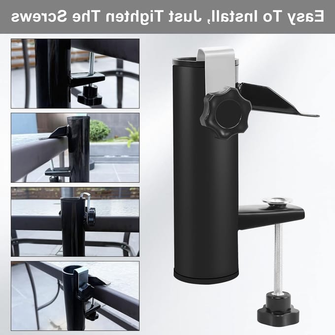 Parasolhouder voor Balkon en Terras, Ideaal voor Tafel en Camping, Stevige en Duurzame Constructie