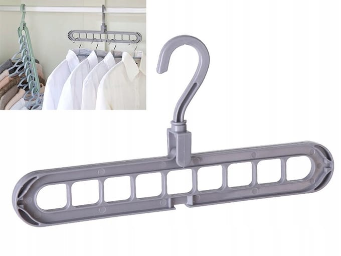 Multifunctionele Kleerhanger - Grijs - Kunststof - 33 x 6 cm
