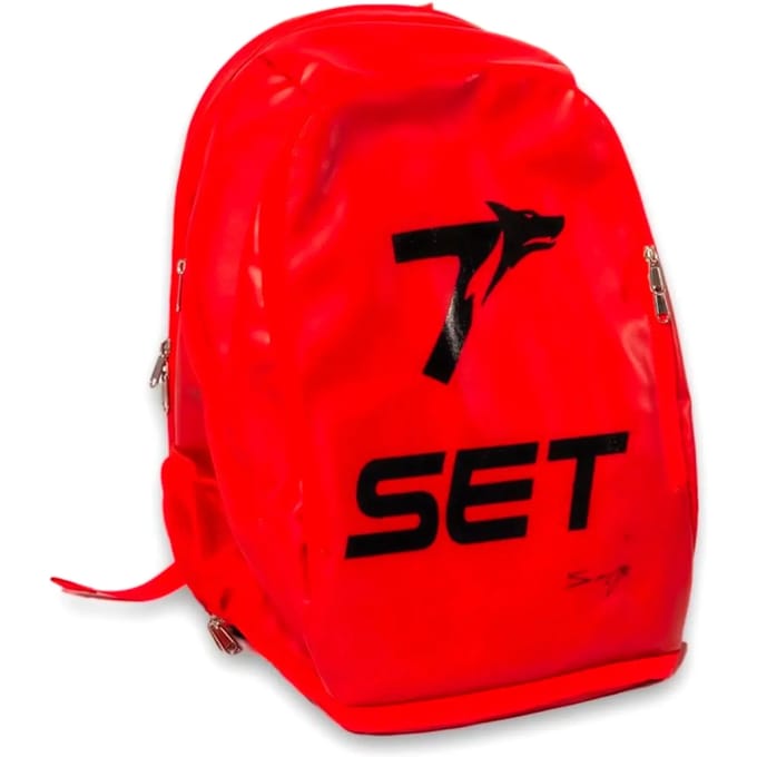 Set Sanyo rood leren rugzak
