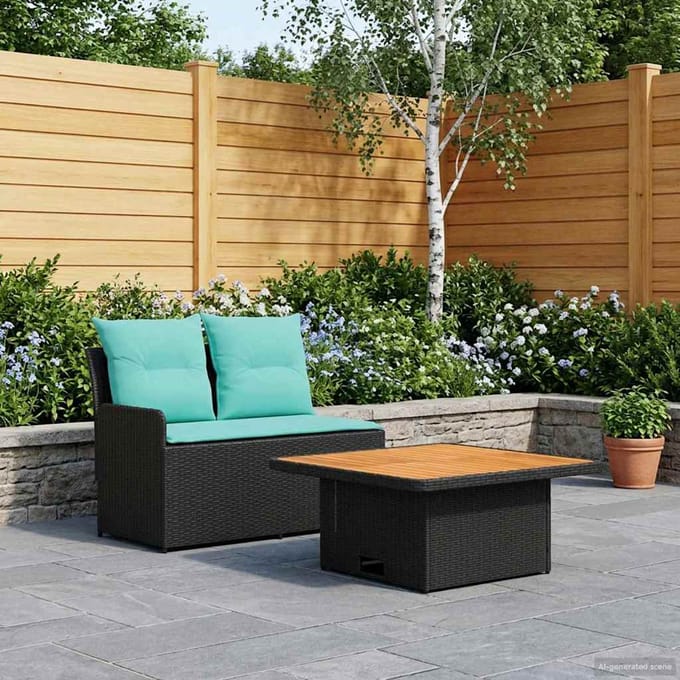vidaXL - Tuin - Armleuning - Sofa - met - Opklapbare - Tafel - 2 - Stuk - PE - Riet