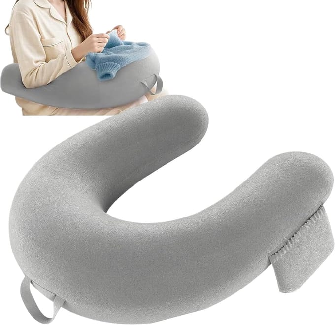 Lees Kussen - Ondersteunend Kussen - Ontspannen Lezen - Verplaatsbare Armsteun - 40x34x10cm - Grijs
