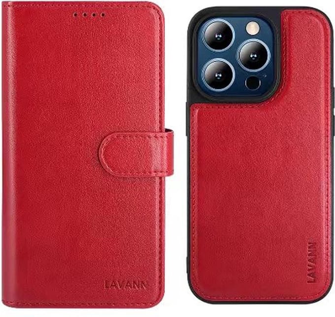 Telefoonhoesje Leer Book Case 2 in 1 - Geschikt voor iPhone 15 Plus - Rood - Magnetic Case