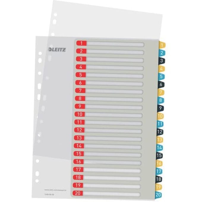 Leitz Cosy Printbare  PP Tabbladen - 1-20 Numerieke Tabbladen - Tabbladen a4 - Tabbladen Voor Ordners