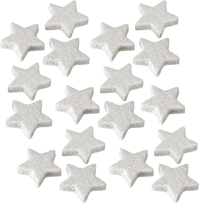 Verspreide sterren met glittercrème 2,5 cm 96 stuks, 96 Stück