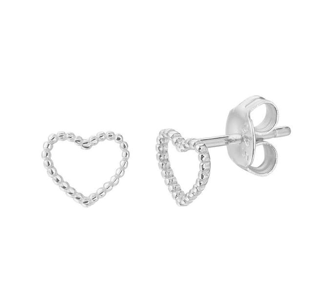 Zilver Gerhodineerde Oorknoppen hart 1333025