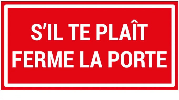 S'il te plaît ferme la porte sticker | 20 x 10 cm