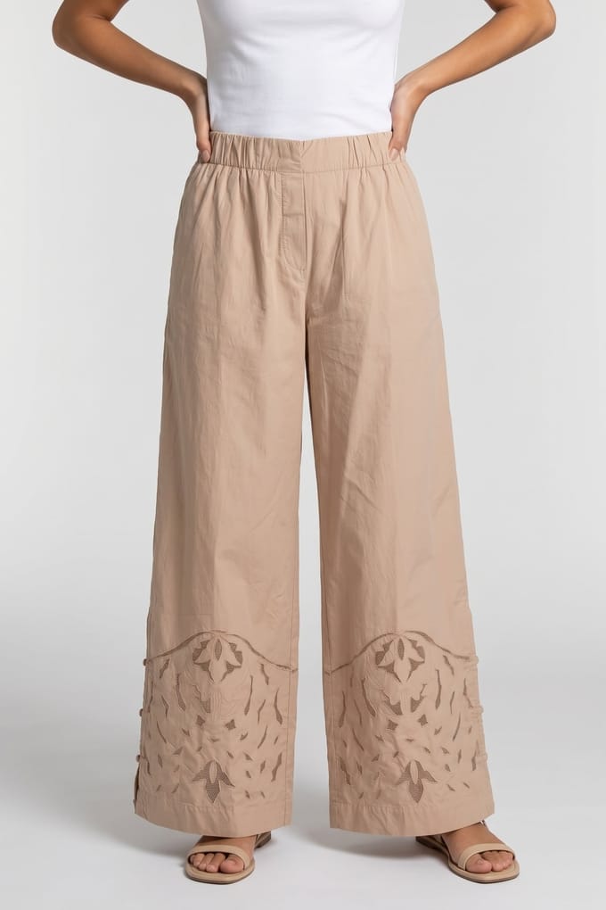 Alchemist Pants Moonflower Embr Sand Größe: 44 | Ausgestellte Hosen Outlet | Damen | Braun