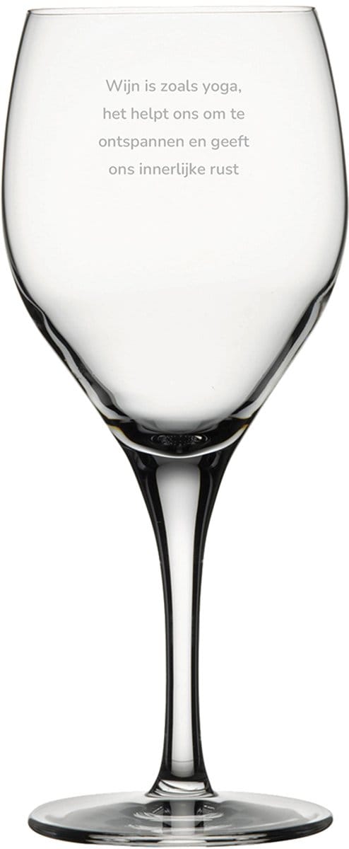 Gegraveerde Rode wijnglas 42.5cl Wijn is als yoga