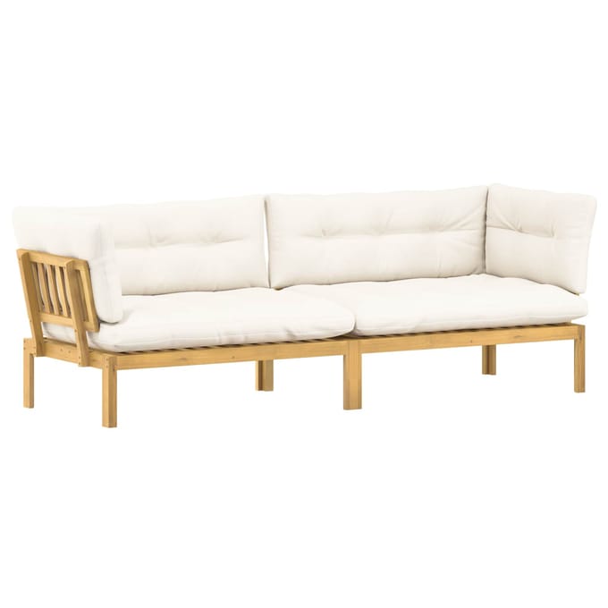 vidaXL - Tuinpallet - Sofa - Eenheden - 2 - Stuk - Lichtbruin - en - Crème - Wit