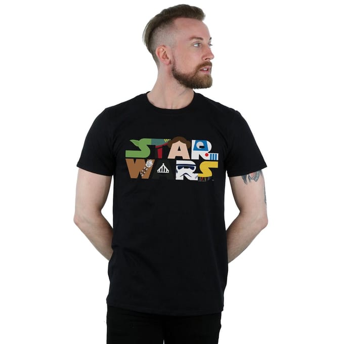 Star Wars Heren Karakter Logo T-Shirt (Zwart)