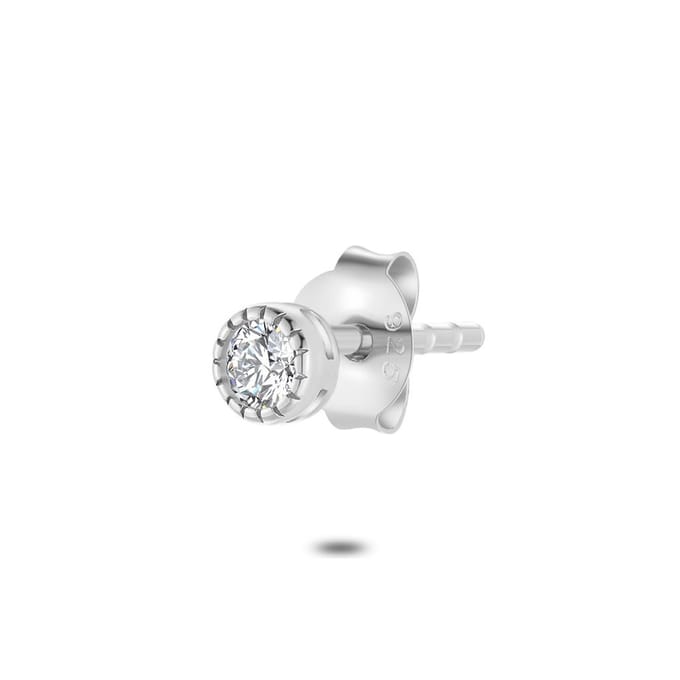 Twice As Nice Oorbel in zilver per stuk, steentje 4 mm