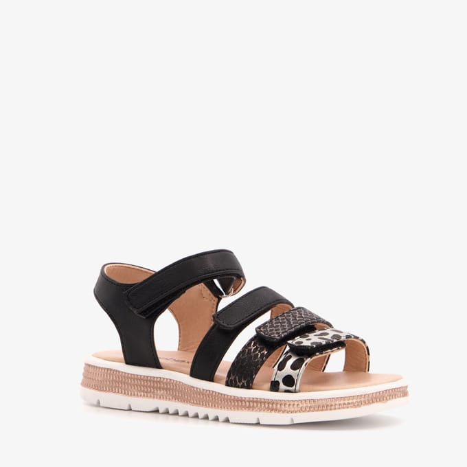 Blue Box meisjes sandalen met luipaardprint zwart - Maat 36
