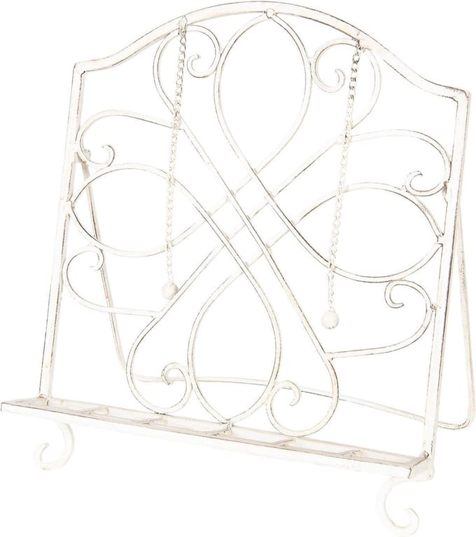 Clayre & Eef Kookboekstandaard 31x23x34 cm Wit IJzer