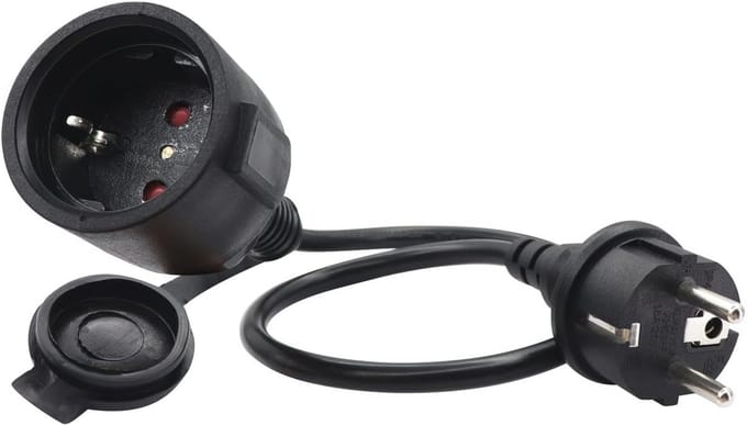 Schuko Verlengkabel 16A 250V Waterdicht IP44 voor Binnen en Buiten, 1m