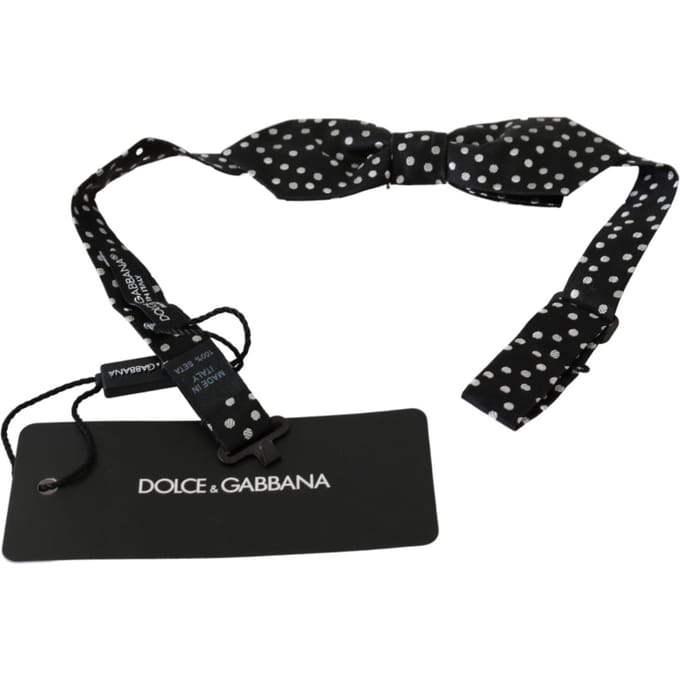 Dolce & Gabbana Zwarte stippen heren stropdas Papillon 100% zijde Strik