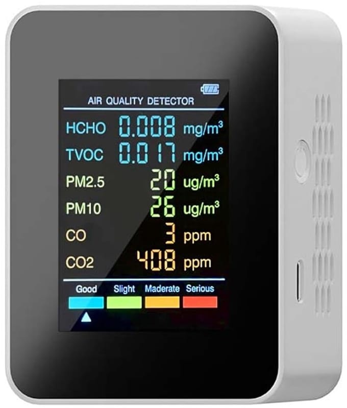 Luchtkwaliteit Monitor - CO2 Meter - Binnenklimaat Meten - 6-in-1 Sensor - 90 x 70 x 35 mm - Wit