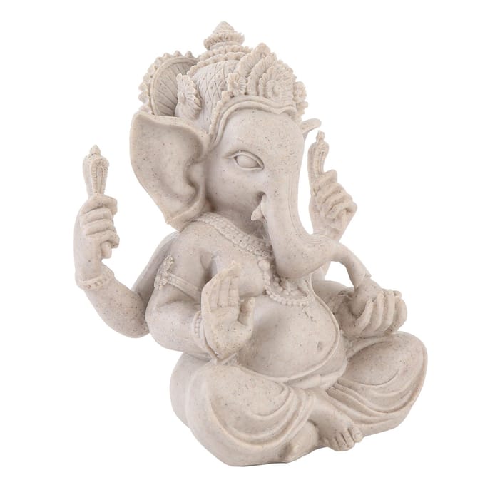 Ganesha Olifantenbeeld Olifant Heer Sculptuur Hindoe Olifantenbeeld Hars voor Huis Kamer gray