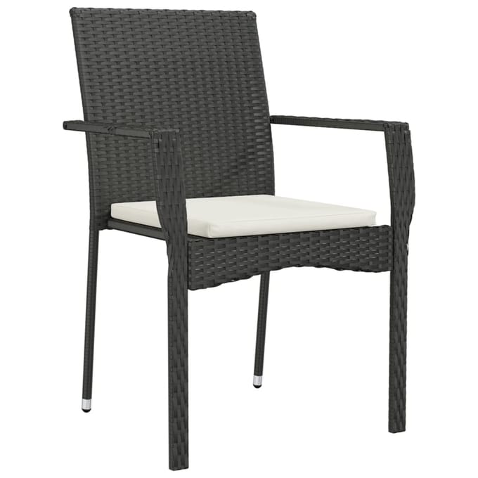 vidaXL - Tuinstoelen - 2 - st - met - kussens - poly - rattan - zwart