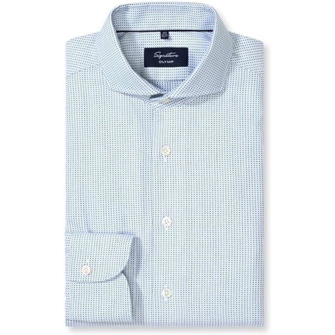 OLYMP Signature Overhemd, Tailored Fit, Signature Cutaway, Bleu