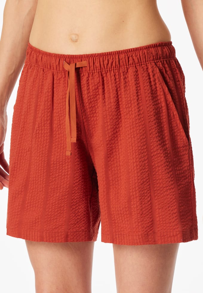 Korte geweven seersucker broek terracotta - Mix+ Relax 48