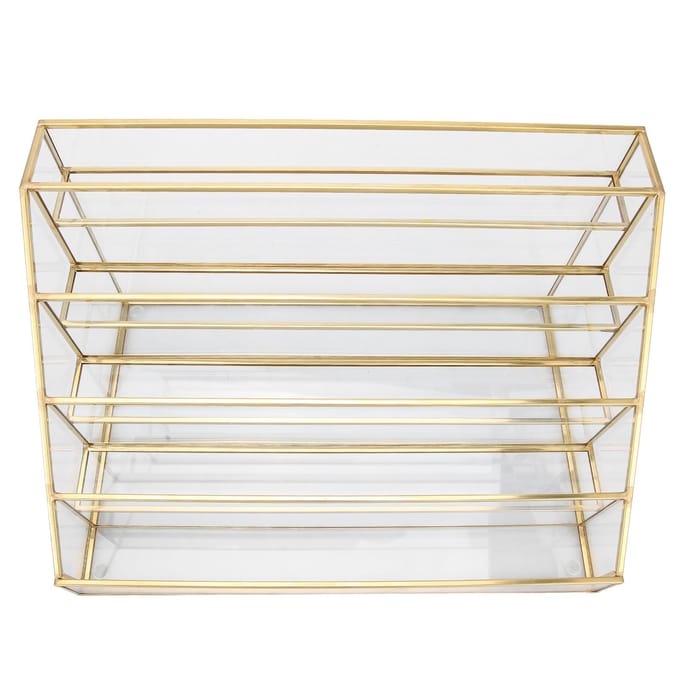 Nagellak Displayrek Meerlaags Bureauplank Glas Koper Lippenstift Displayhouder(L ) Small beige