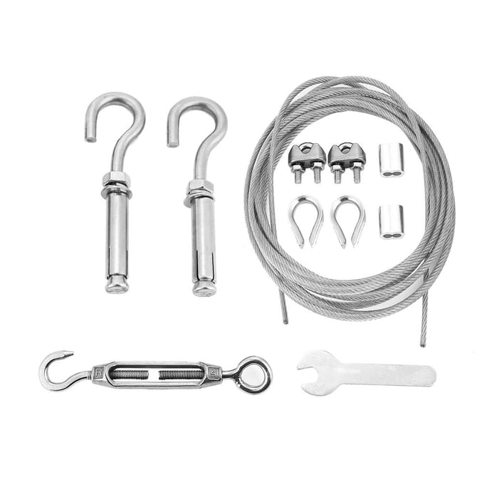 Buitendrooglijn RVS Waslijn Draad Heavy Duty met Spanner en Haken (8m) white
