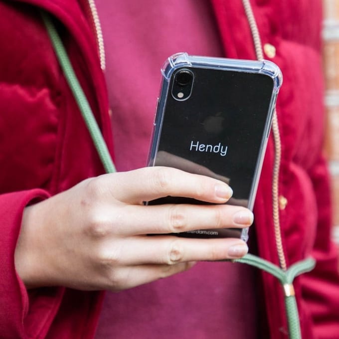 Hendy telefoonhoesje met koord - Classic - Army Green  - iPhone 7 Plus / 8 Plus