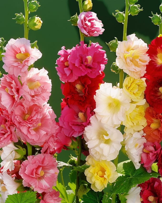 2 sets - Stokroos Zaden Alcea Rosea Dubbelbloemig Mengsel Meerjarig Multicolor