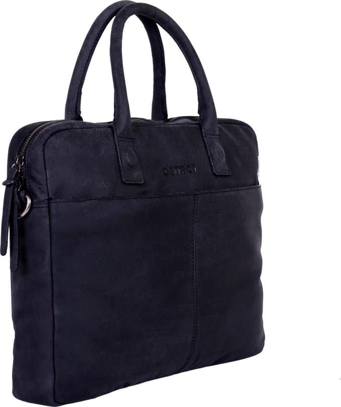 DSTRCT Wall Street Leren Laptoptas - 15,4 inch - Zwart