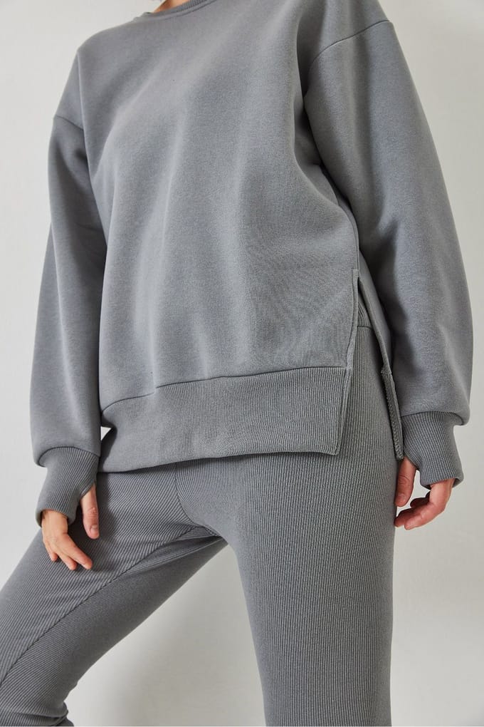 Textured Knit Capri Actieve Set met Ronde Hals