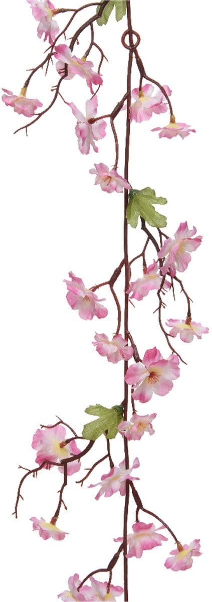 Everlands Kunstbloem/bloesem takken slinger - roze - 187 cm