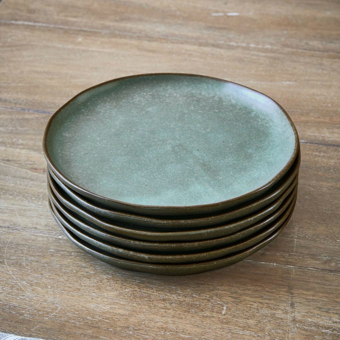LOBERON Dessertbordje set van 6 Biarré turquoise/bruin