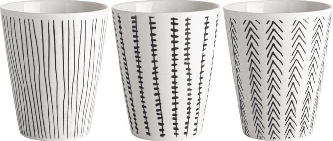 Gusta Beker - Fika - 300ml - Zwart/Wit - assorti van 3