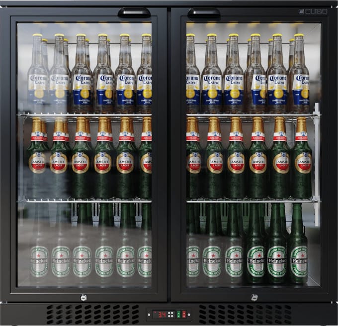 CUBO Barkoelkast 207L - 2 Scharnierende glazen deuren - Afsluitbaar met slot - CS-210H-EE - Frigo