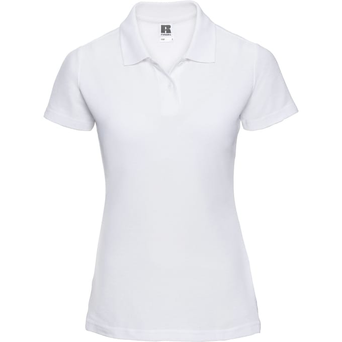 Russell Dames/Dames Piqué Poloshirt (Wit)