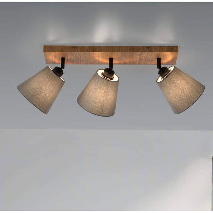 JUST LIGHT. GmbH Plafondspot Gerda Michel, 3-lamps, hout/textiel