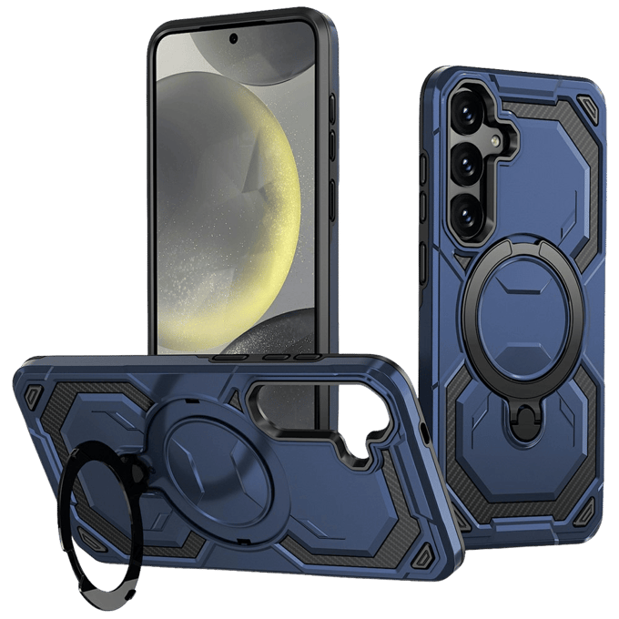 CaseBody Samsung Galaxy S26 Plus Magnetic Kickstand Ring Hoesje Blauw