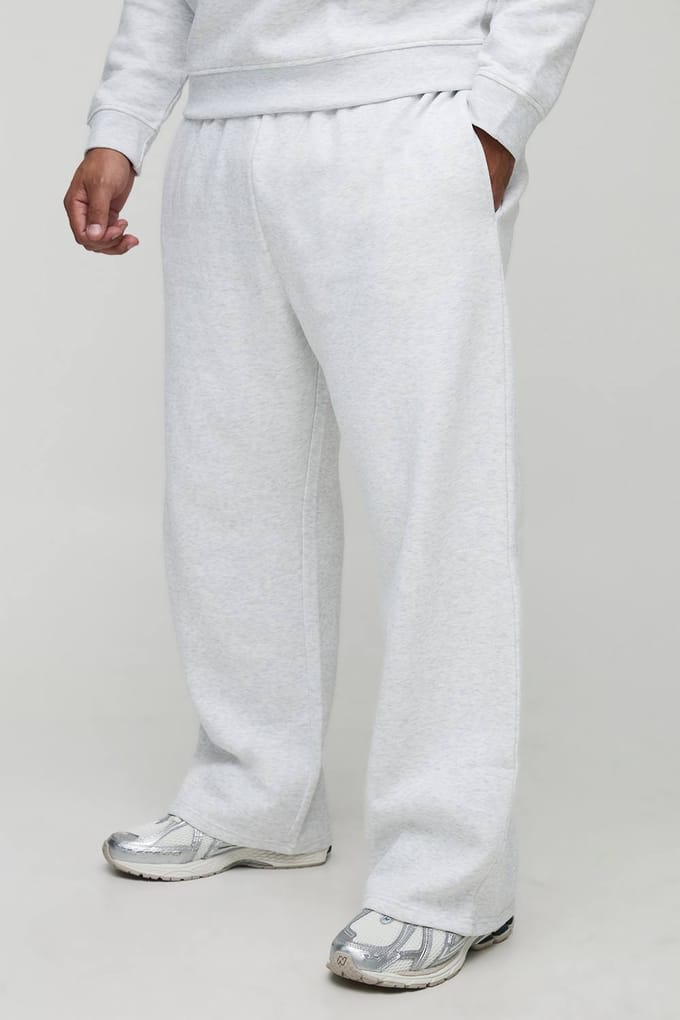 Plus Basic Joggers met rechte pijpen | Grey Marl | Size 3XL