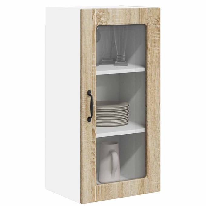 vidaXL - Wandglas - Kasten - LUCCA - 2 - st - Sonoma - Eiken - Bewerkt - hout