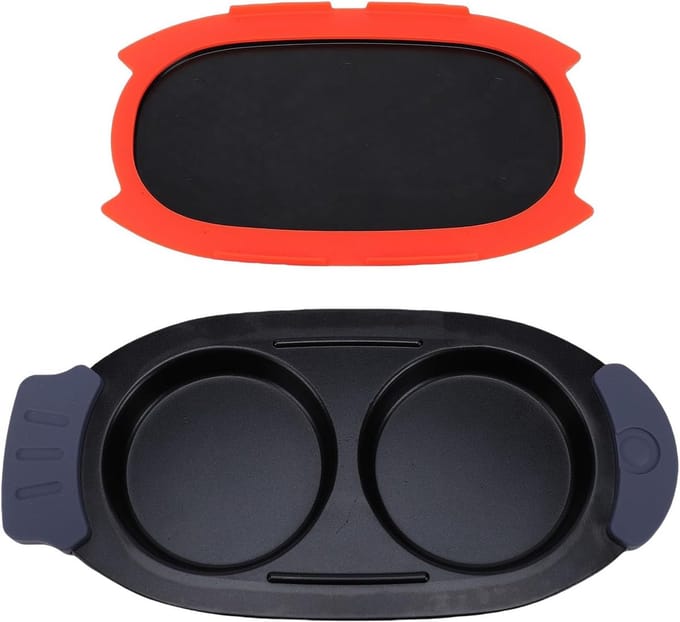 Magnetron Eierkoker - Eier Bereider - Snel Ontbijt Maken - Antiaanbaklaag Twee Holtes - Compact Draagbaar - Rood