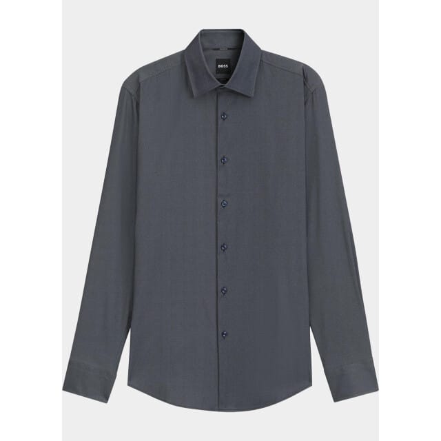 BOSS Hank slim fit overhemd - popeline - donkerblauw - Strijkvriendelijk - Boordmaat: 40 (EU maat: M)