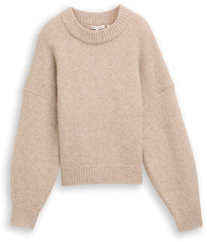 Tom Tailor Denim - Oversized gebreide trui - Maat M - cosy beige melange