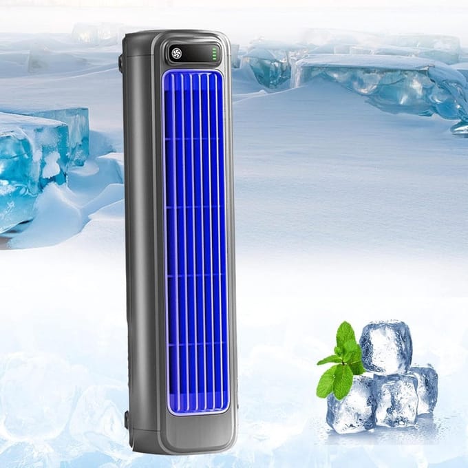 Mobiele Airco - Ventilator - Persoonlijke Koeling - Oplaadbare Batterij - 32 x 9 cm - Grijs