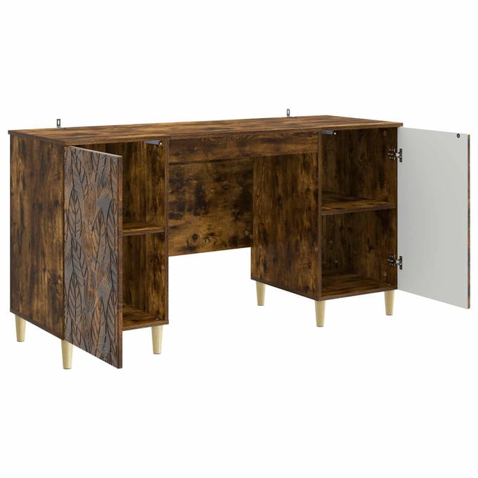 vidaXL - Bureau - Gerookt - eiken - 142,5 - x - 50 - x - 75 - cm - Bewerkt - hout