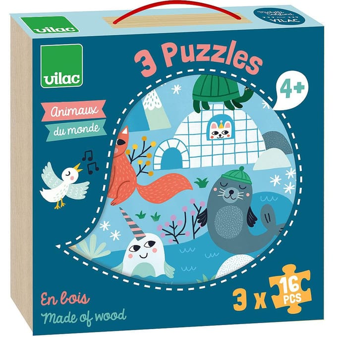 VILAC puzzels dieren van de wereld 4 jr+ / 3 x 16 stks