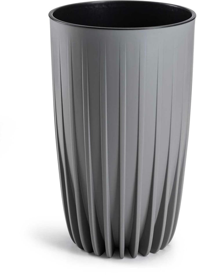 HowHomely Stripped - Bloempot - Grijs - 25x42 cm - Weerbestendig